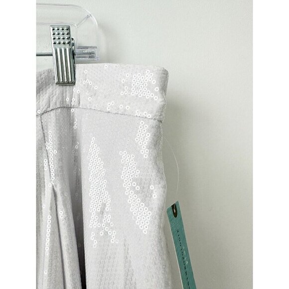 NWT Anthropologie Avery Pleated Maxi Skirt Sequin 20W Silver Party Cockail - Picture 7 of 10